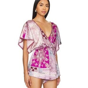 Free People Intimately Oasis Romper in the Dawn Pink Combo